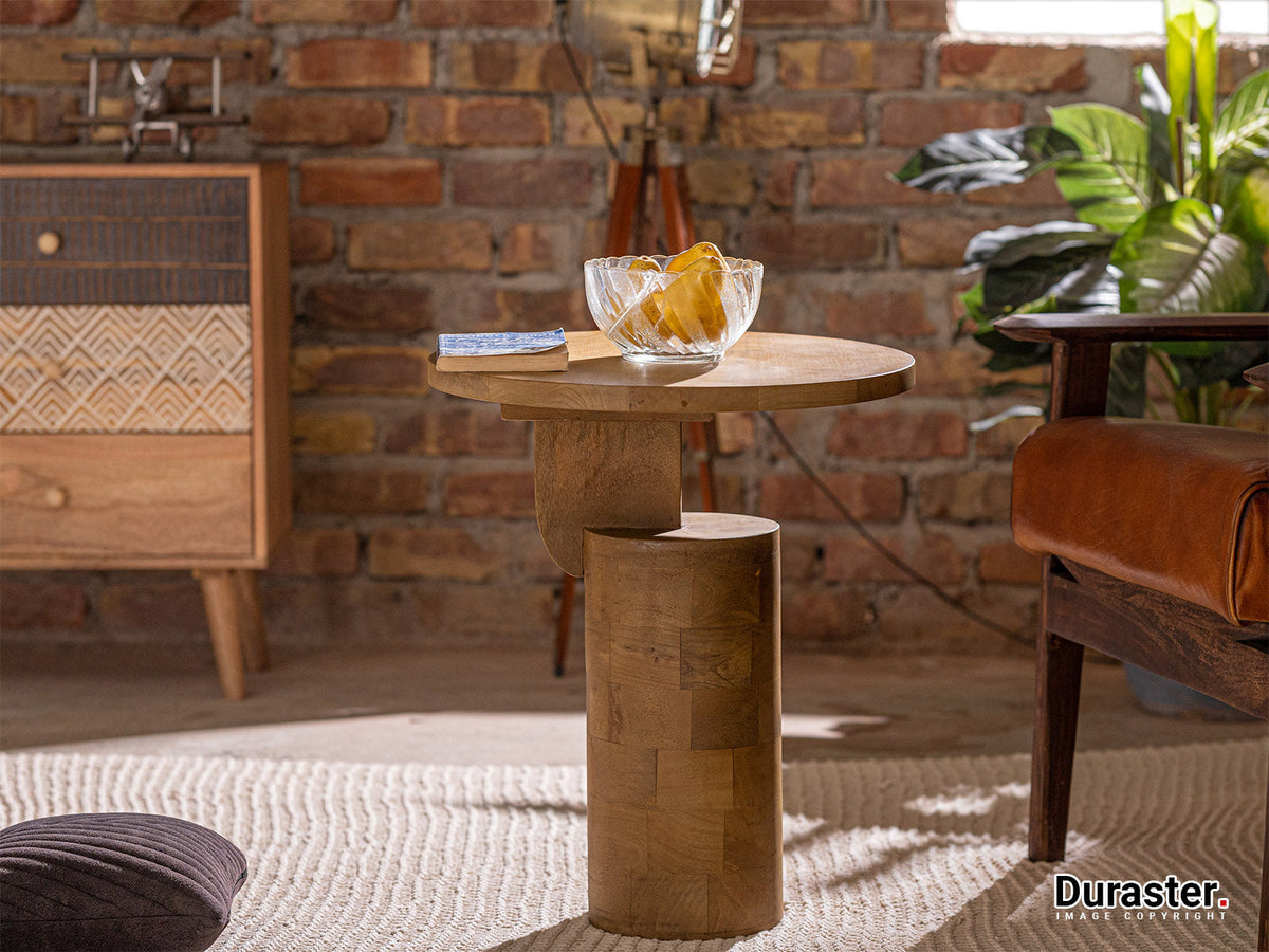 Dudi Furniture New York Wooden Round Side Table