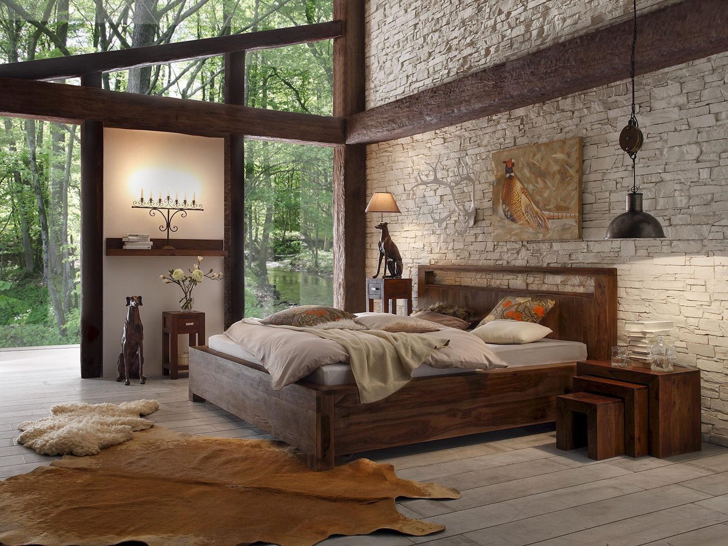 Dudi Furniture Nilay Modern Sheesham wood Storage King Size bed