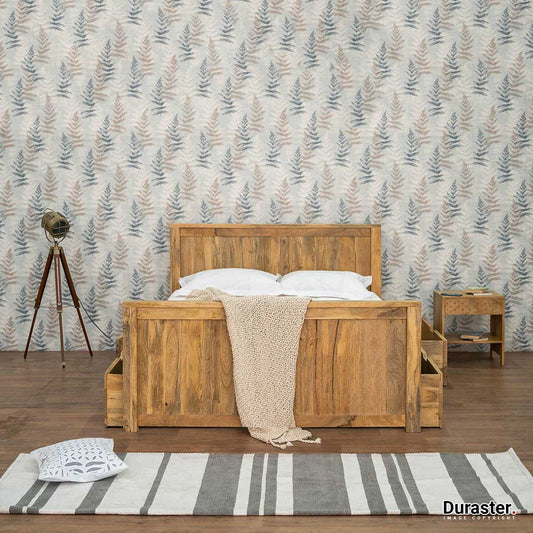 Dudi Furniture Misa Mango Wood King Size Storage Bed