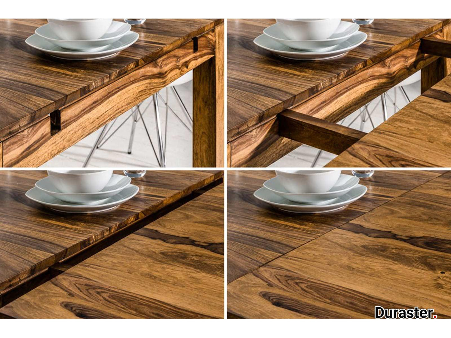 Dudi Furniture Rio Modern Sheesham Wood Extendable Dining Table