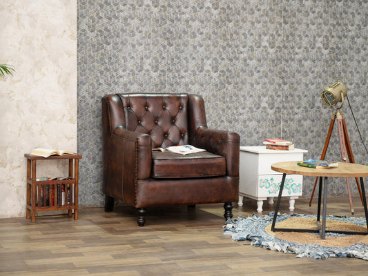 Dudi Furniture Chesterfield Colonial Brown One Seater Sofas