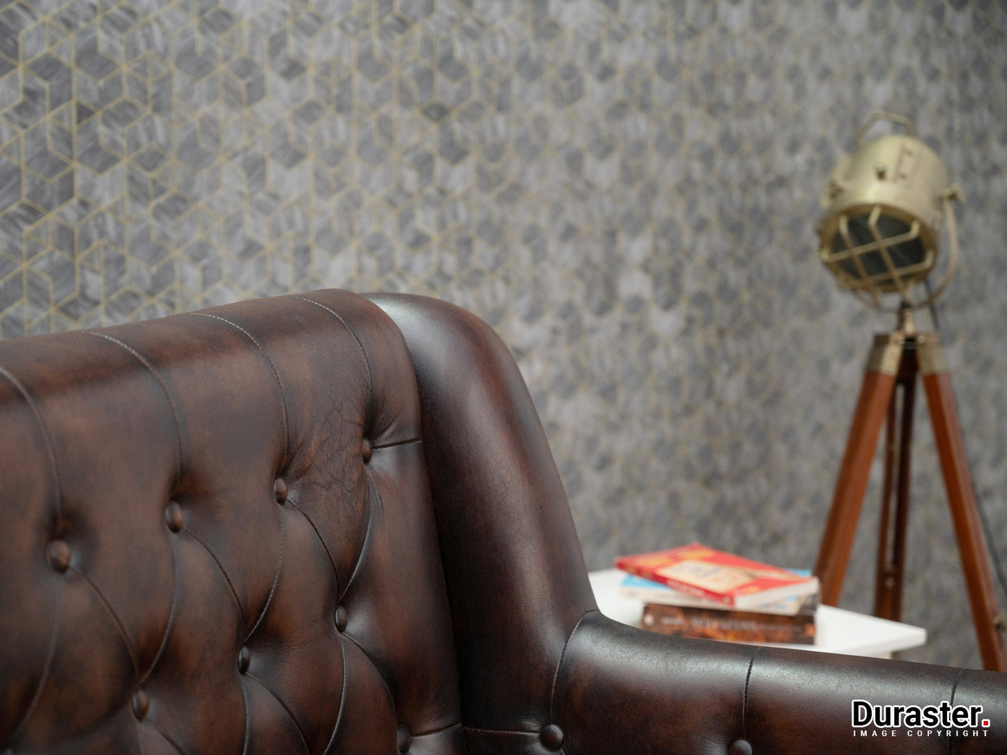 Dudi Furniture Chesterfield Colonial Brown Two Seater Sofa