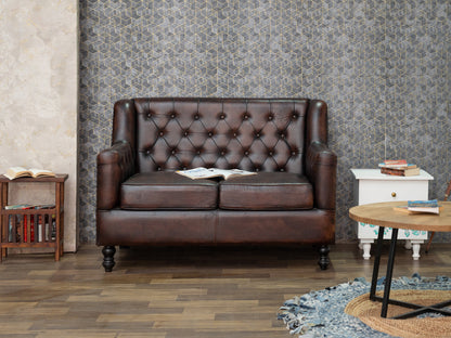Dudi Furniture Chesterfield Colonial Brown Two Seater Sofa