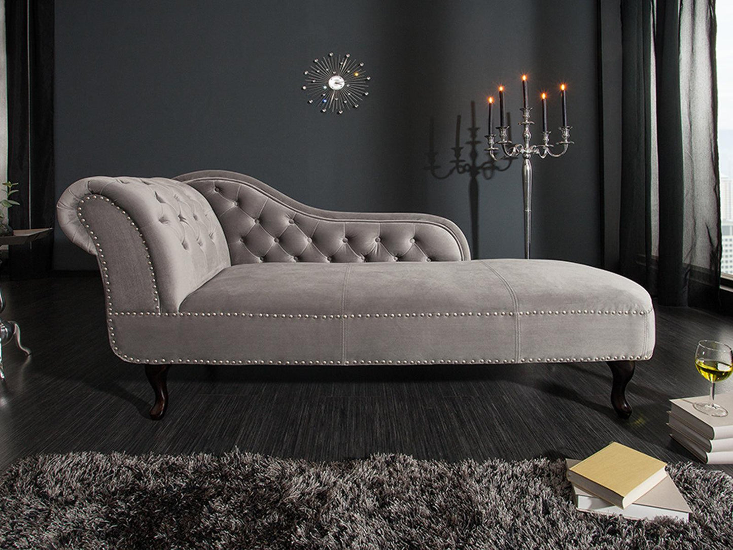 Dudi Furniture Chesterfield Vintage Silver Gray Lounge