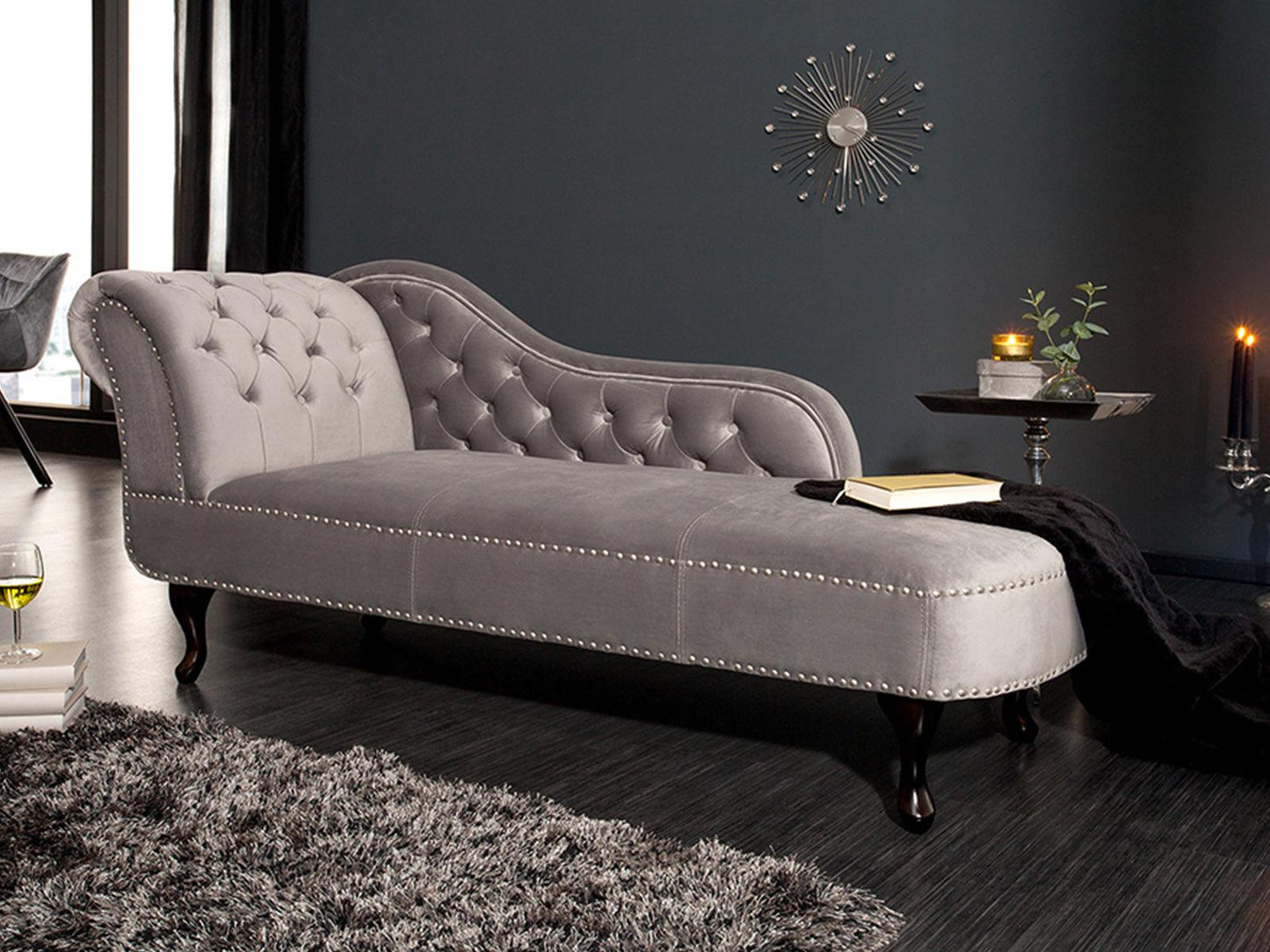Dudi Furniture Chesterfield Vintage Silver Gray Lounge