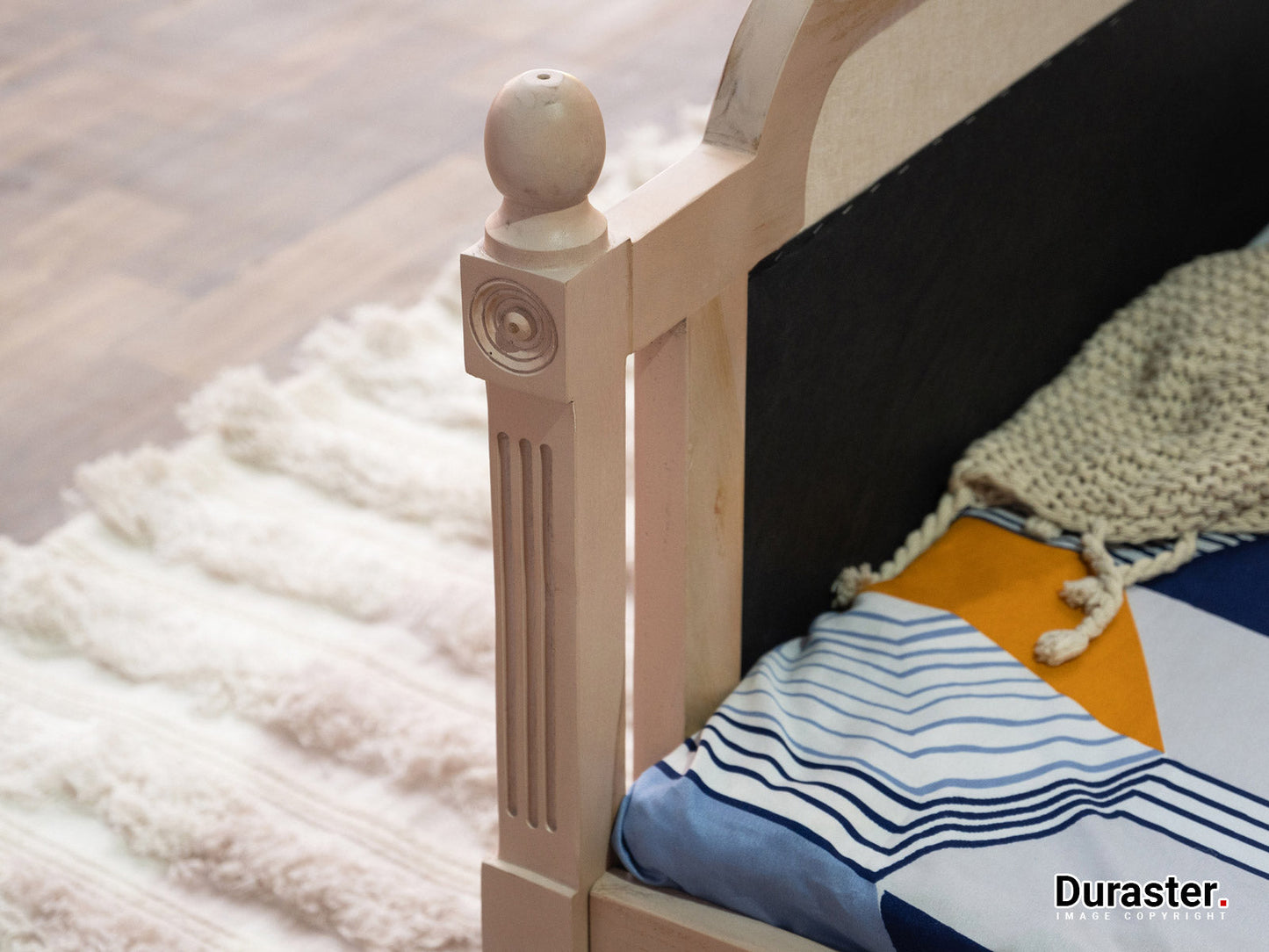 Dudi Furniture Novo Premium Sheesham Wood Upholstered Bed