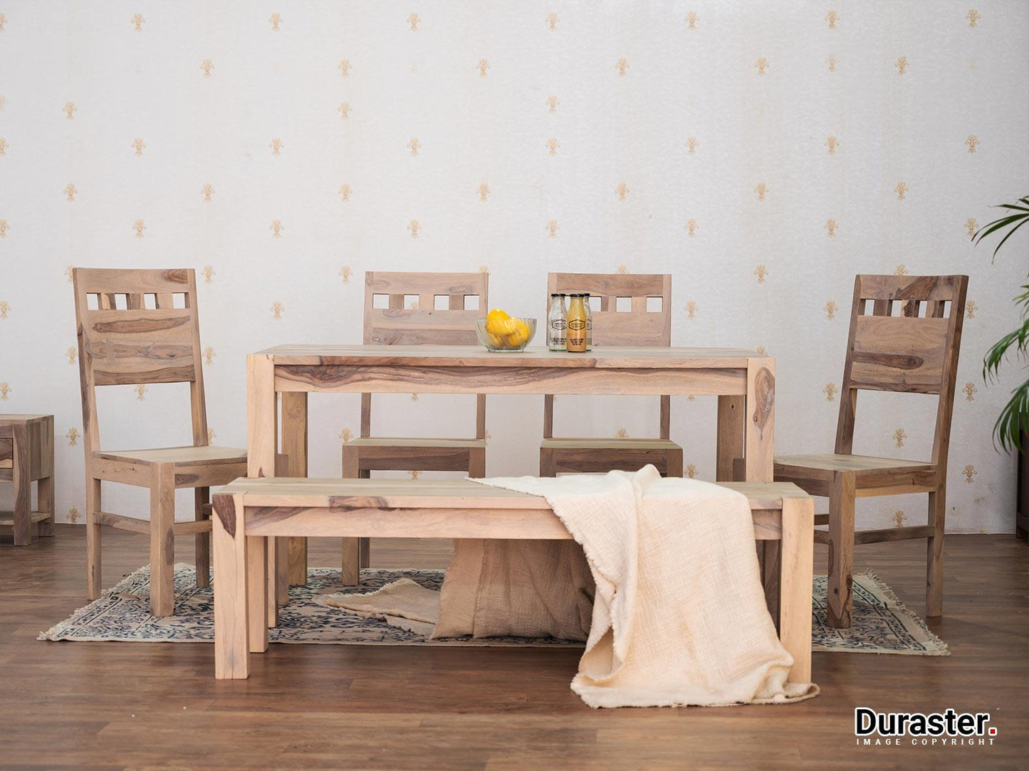 Dudi Furniture Novo Premium Solid Sheesham wood Dining Set with