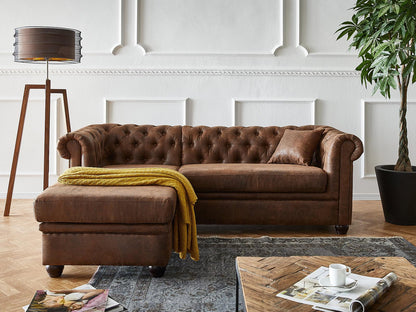 Dudi Furniture Chesterfield Vintage Brown Ottoman Left