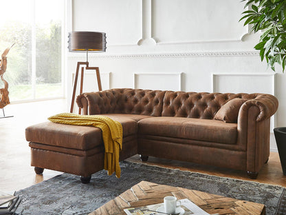 Dudi Furniture Chesterfield Vintage Brown Ottoman Left