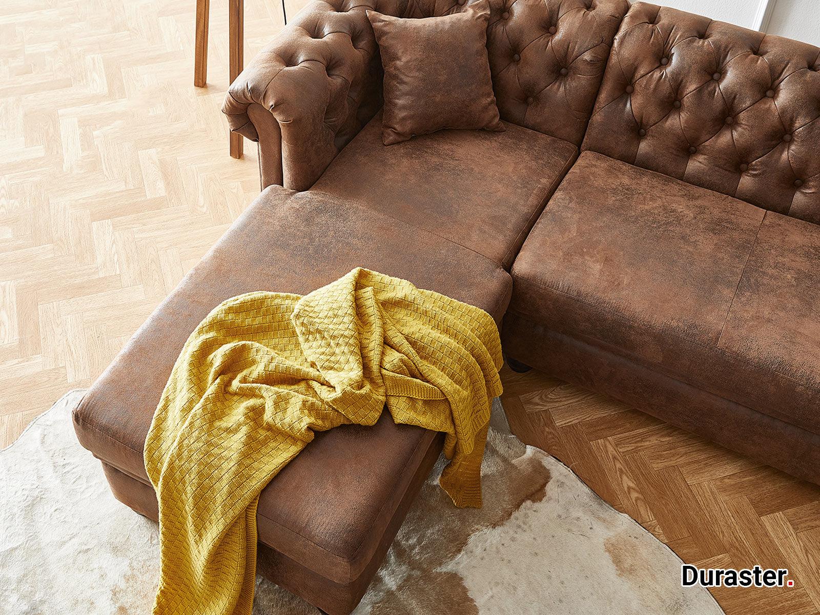 Dudi Furniture Chesterfield Vintage Brown Ottoman Left
