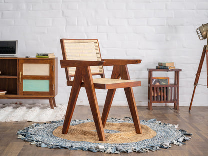 Dudi Furniture Raygoor Sheesham Wood Rattan Armchair