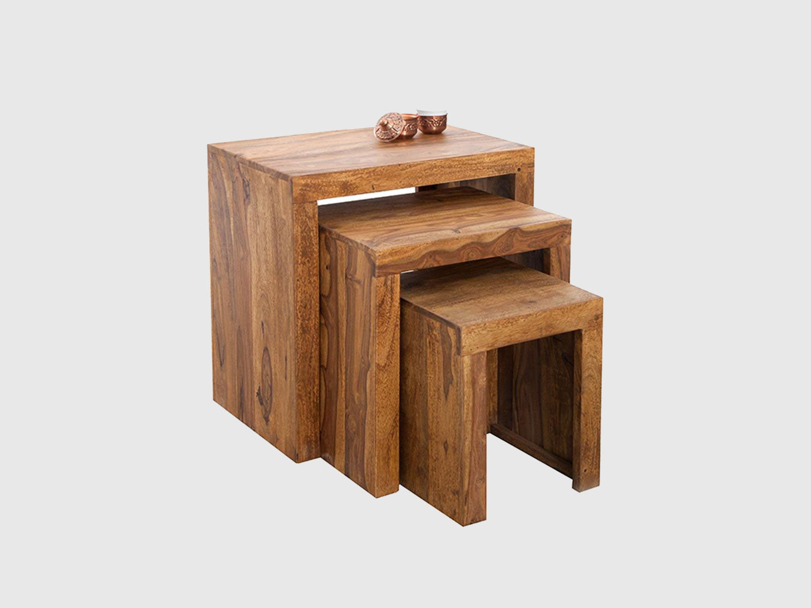Dudi Furniture Rio Sheesham Wood Set of 3 Nesting Tables