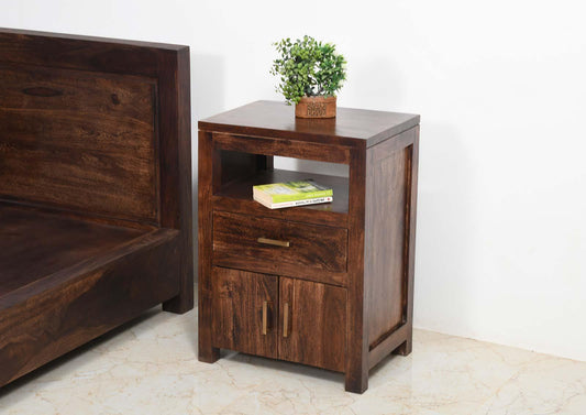 Dudi Furniture Gangaur Solid Wood Bedside with Storage