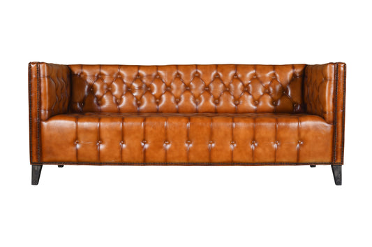 Dudi Furniture Chesterfield Traditional Three Seater Sofa Vintage Brown
