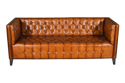 Dudi Furniture Chesterfield Traditional Three Seater Sofa Vintage Brown