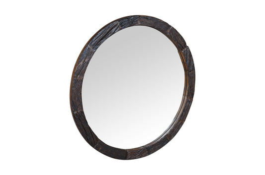 Dudi Furniture Rustic Round Wall Mirror