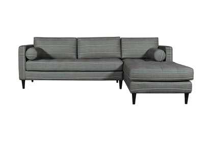 Dudi Furniture Diana L-Shape Fabric Sofa Striped Grey