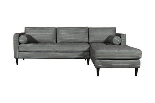 Dudi Furniture Diana L-Shape Fabric Sofa Striped Grey