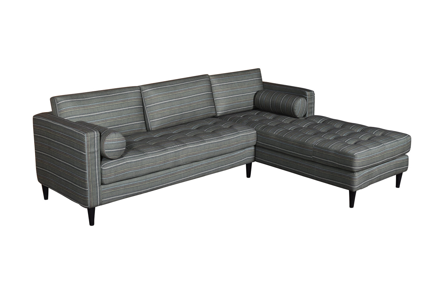 Dudi Furniture Diana L-Shape Fabric Sofa Striped Grey