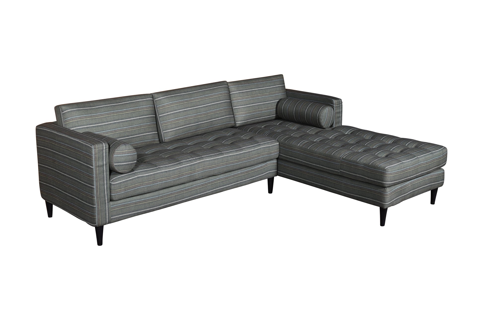 Dudi Furniture Diana L-Shape Fabric Sofa Striped Grey