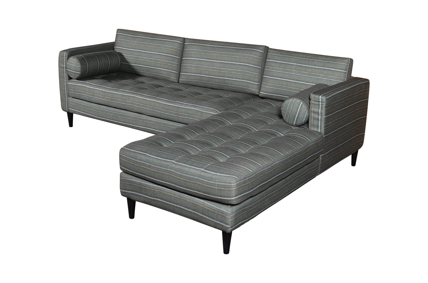 Dudi Furniture Diana L-Shape Fabric Sofa Striped Grey