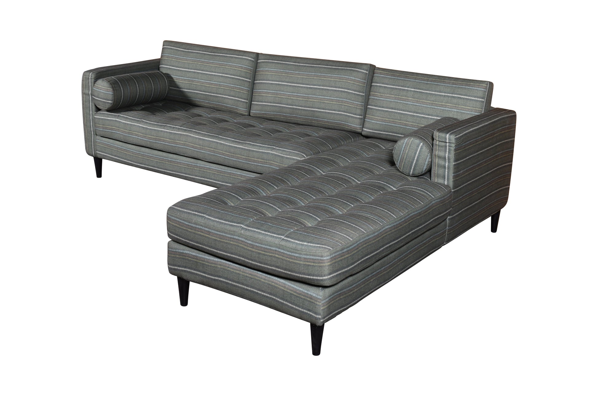 Dudi Furniture Diana L-Shape Fabric Sofa Striped Grey