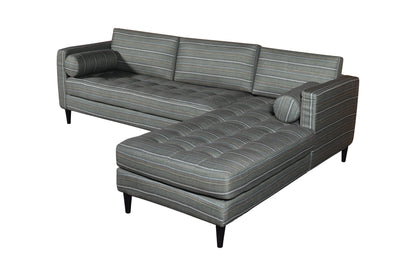 Dudi Furniture Diana L-Shape Fabric Sofa Striped Grey