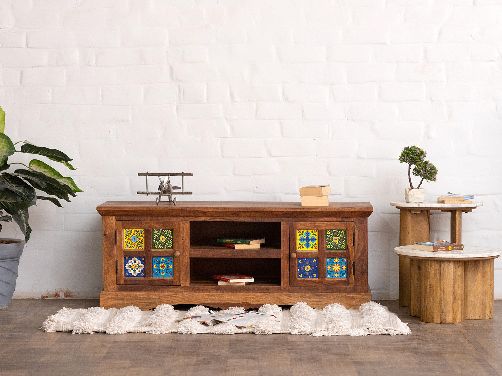 Dudi Furniture Terrazzo Sheesham Wood TV Unit