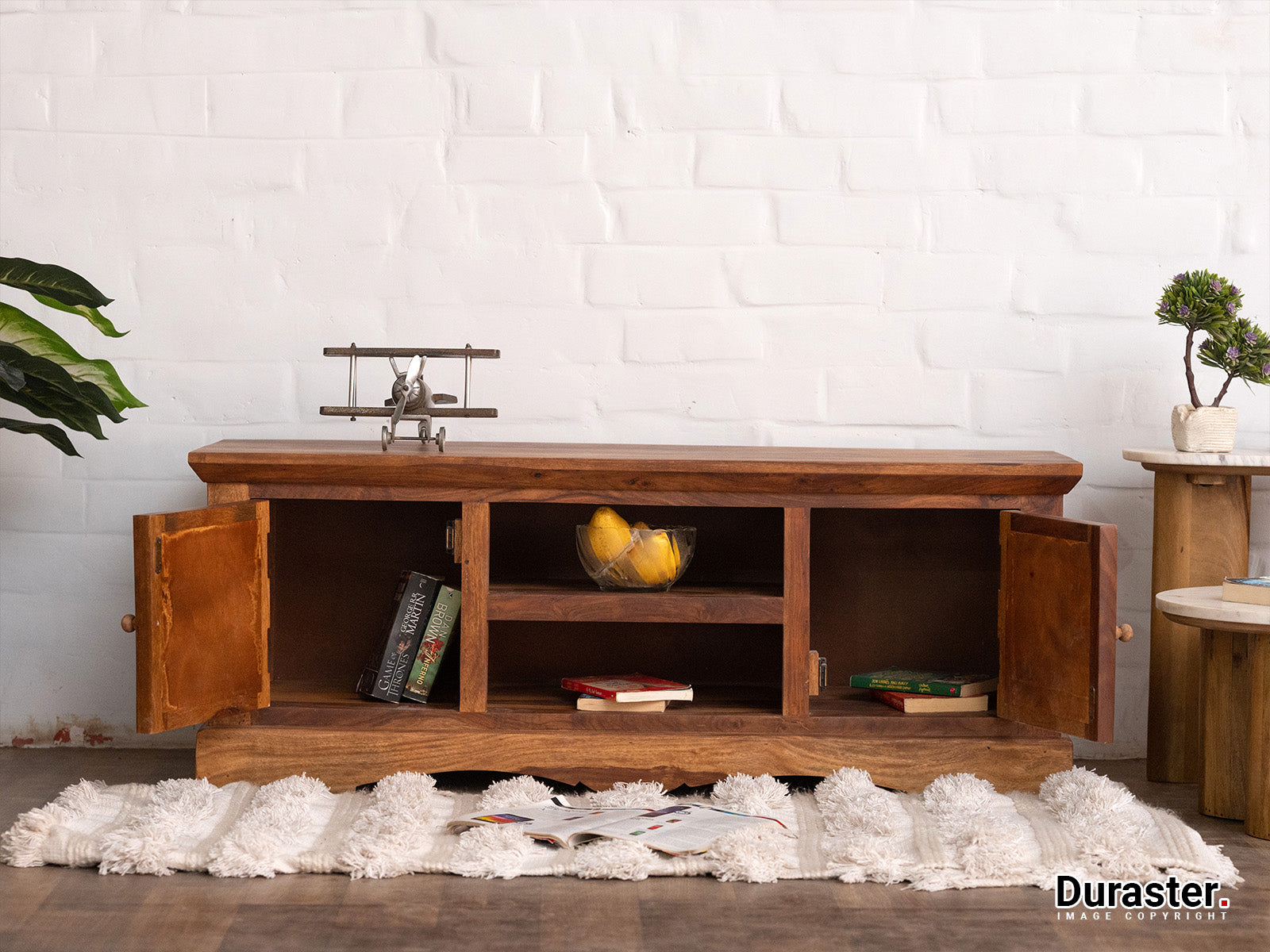 Dudi Furniture Terrazzo Sheesham Wood TV Unit