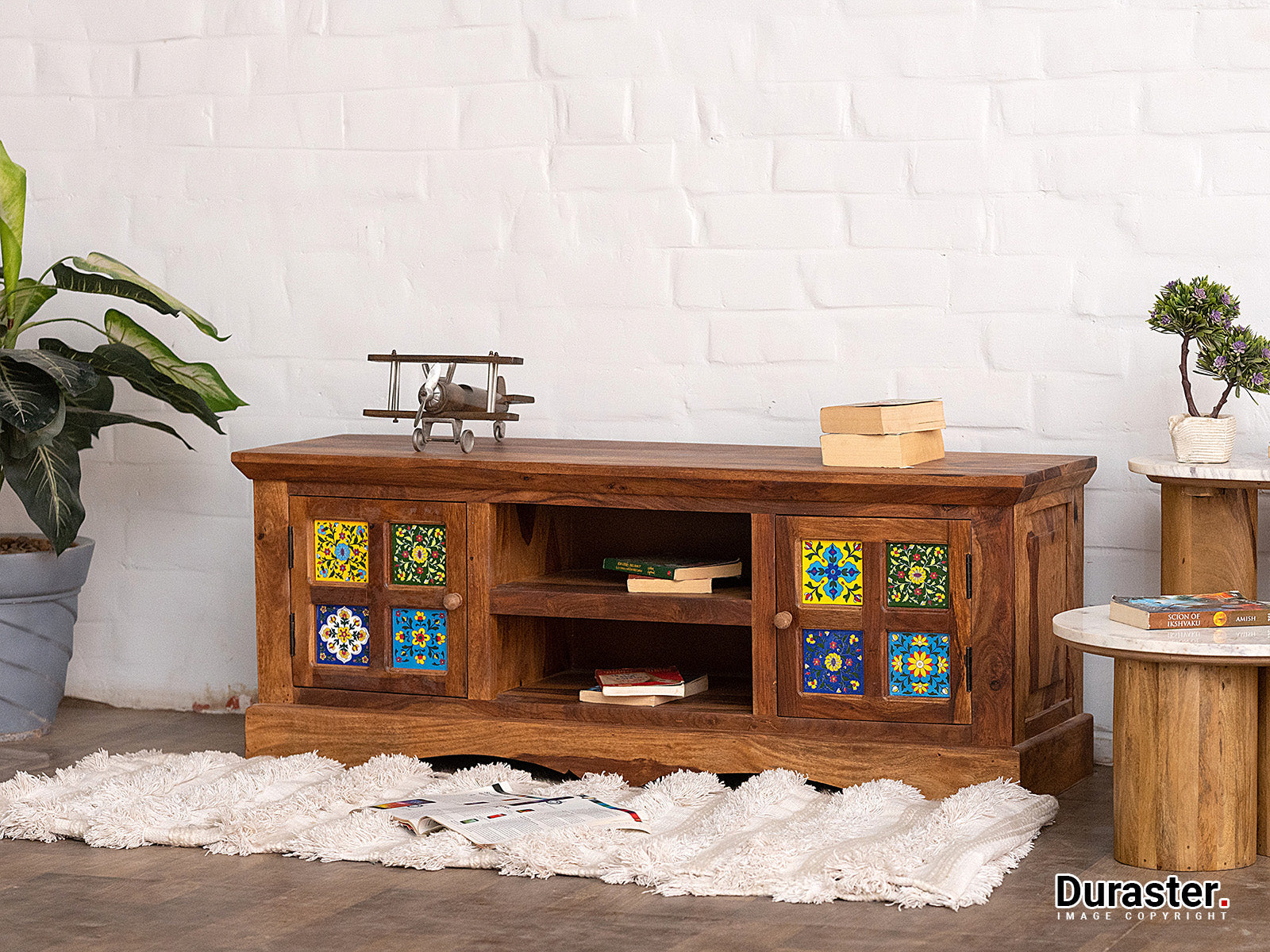 Dudi Furniture Terrazzo Sheesham Wood TV Unit