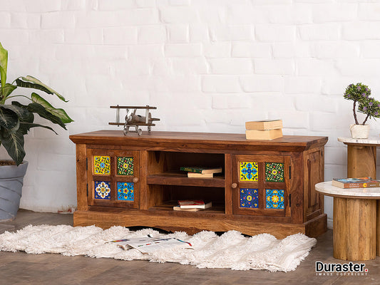 Dudi Furniture Terrazzo Sheesham Wood TV Unit