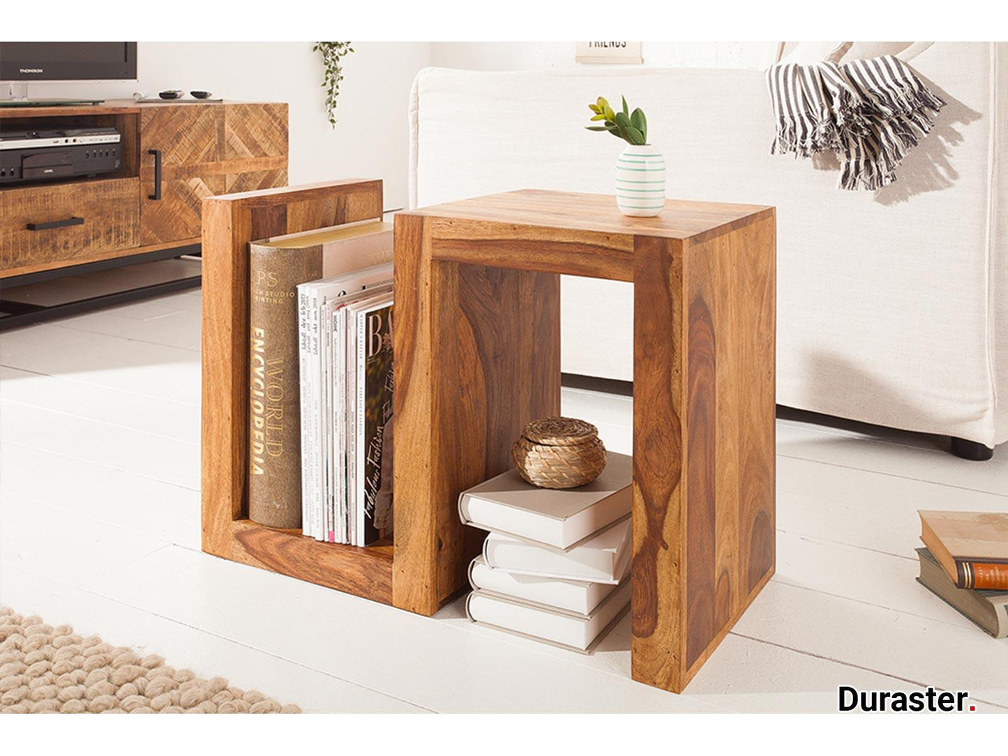 Dudi Furniture Torpedo Sheesham Wood Side Table