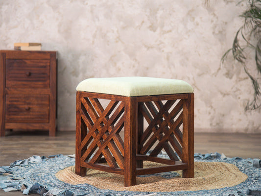 Dudi Furniture Ummed Solid Sheesham Wood Footrest Stool/Sitting Stool