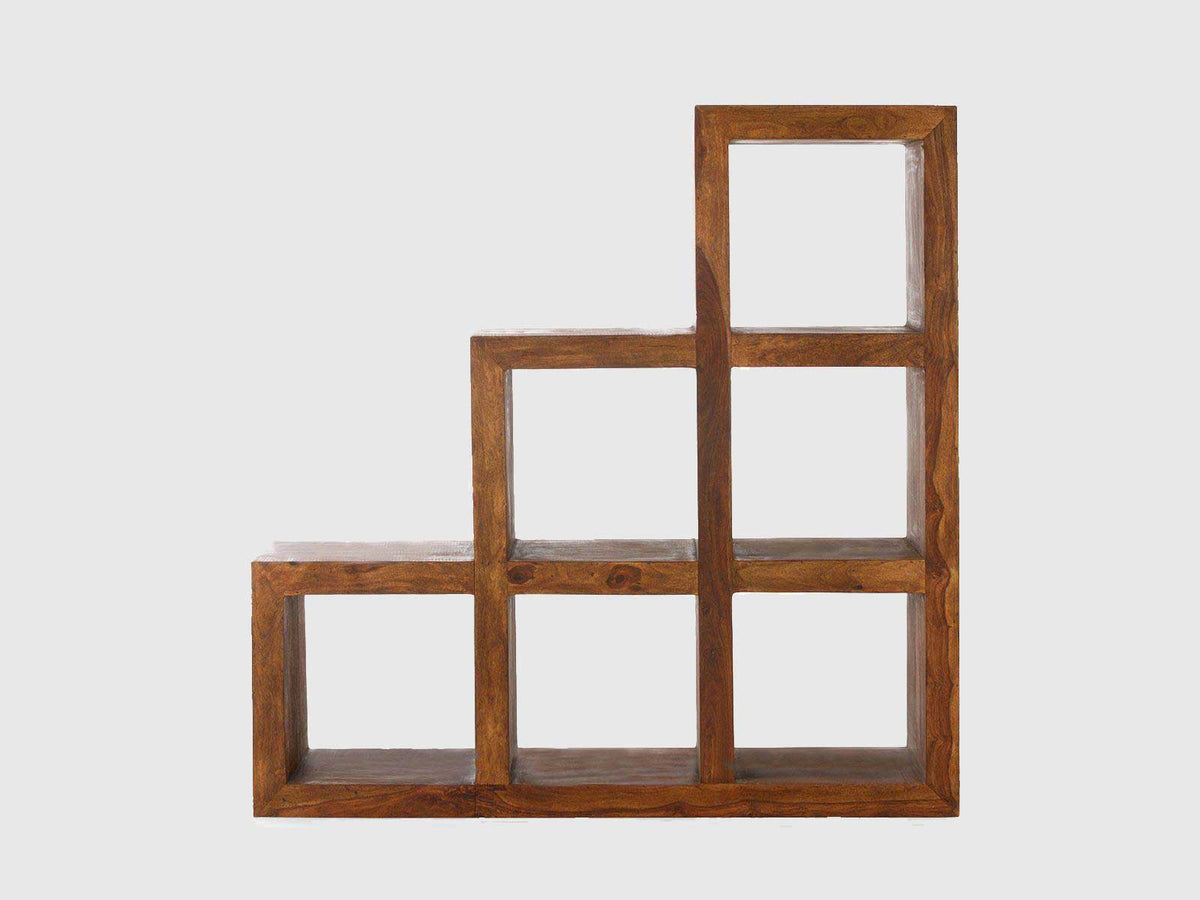 Dudi Furniture Vismit Modern Sheesham wood Cube Step Shelf