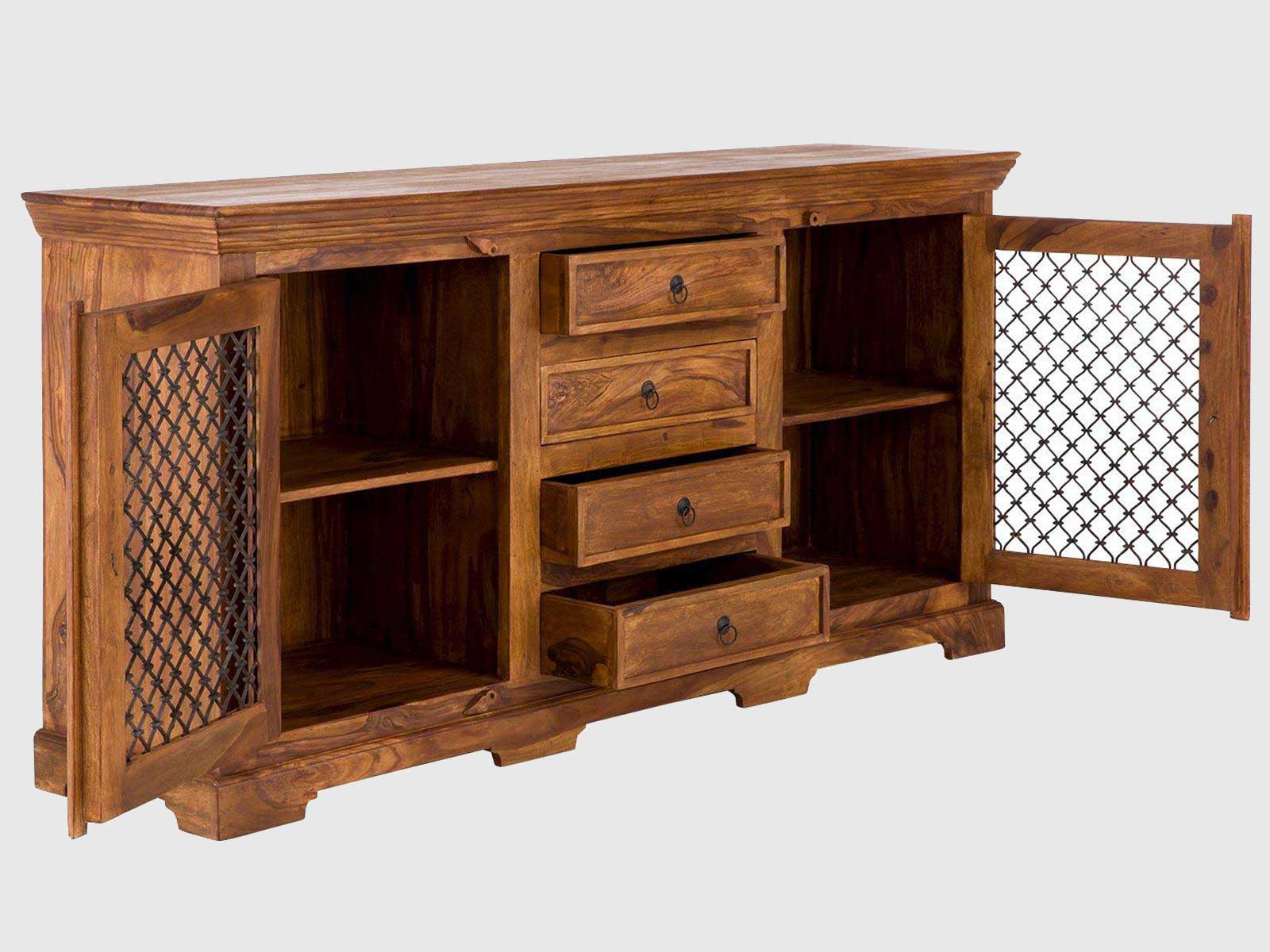 Dudi Furniture Vismit Solid Sheesham Wood Sideboard Cabinet