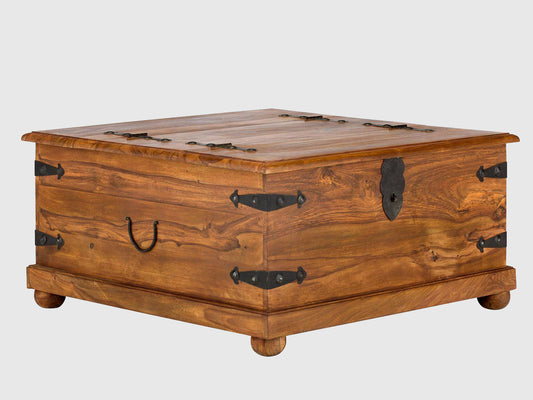 Dudi Furniture Vismit Solid Sheesham wood Storage Trunk / Coffee Table