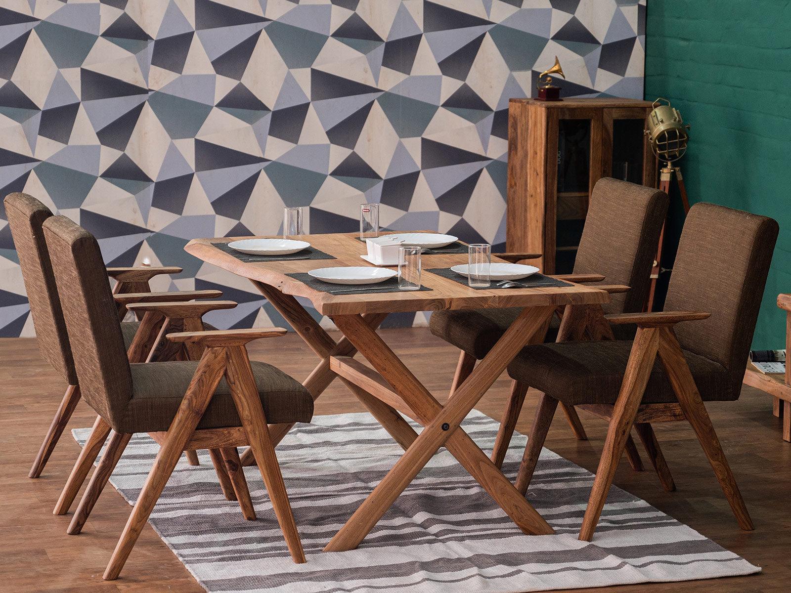 Dudi Furniture Hawkin Solid Wood Dining Table 4 Seater