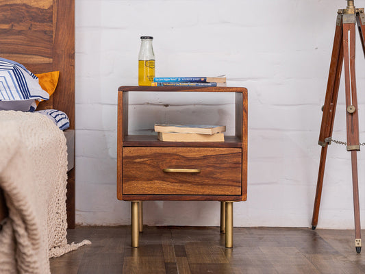 Dudi Furniture Vismit Sheesham Wood Bedside Table