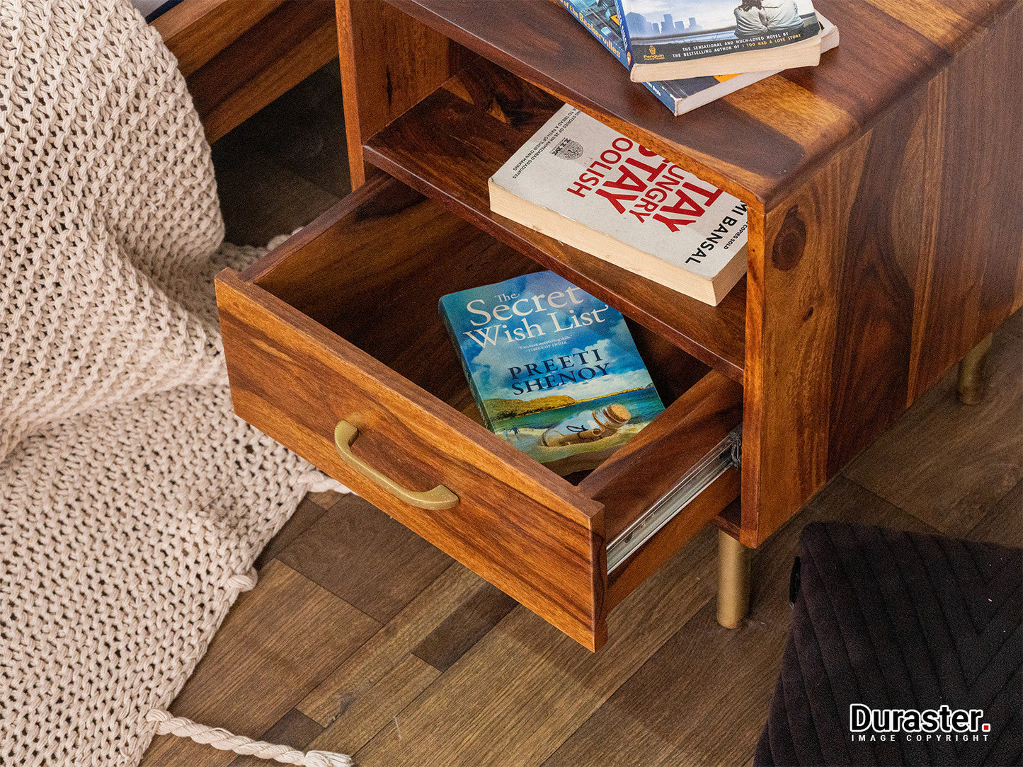 Dudi Furniture Vismit Sheesham Wood Bedside Table
