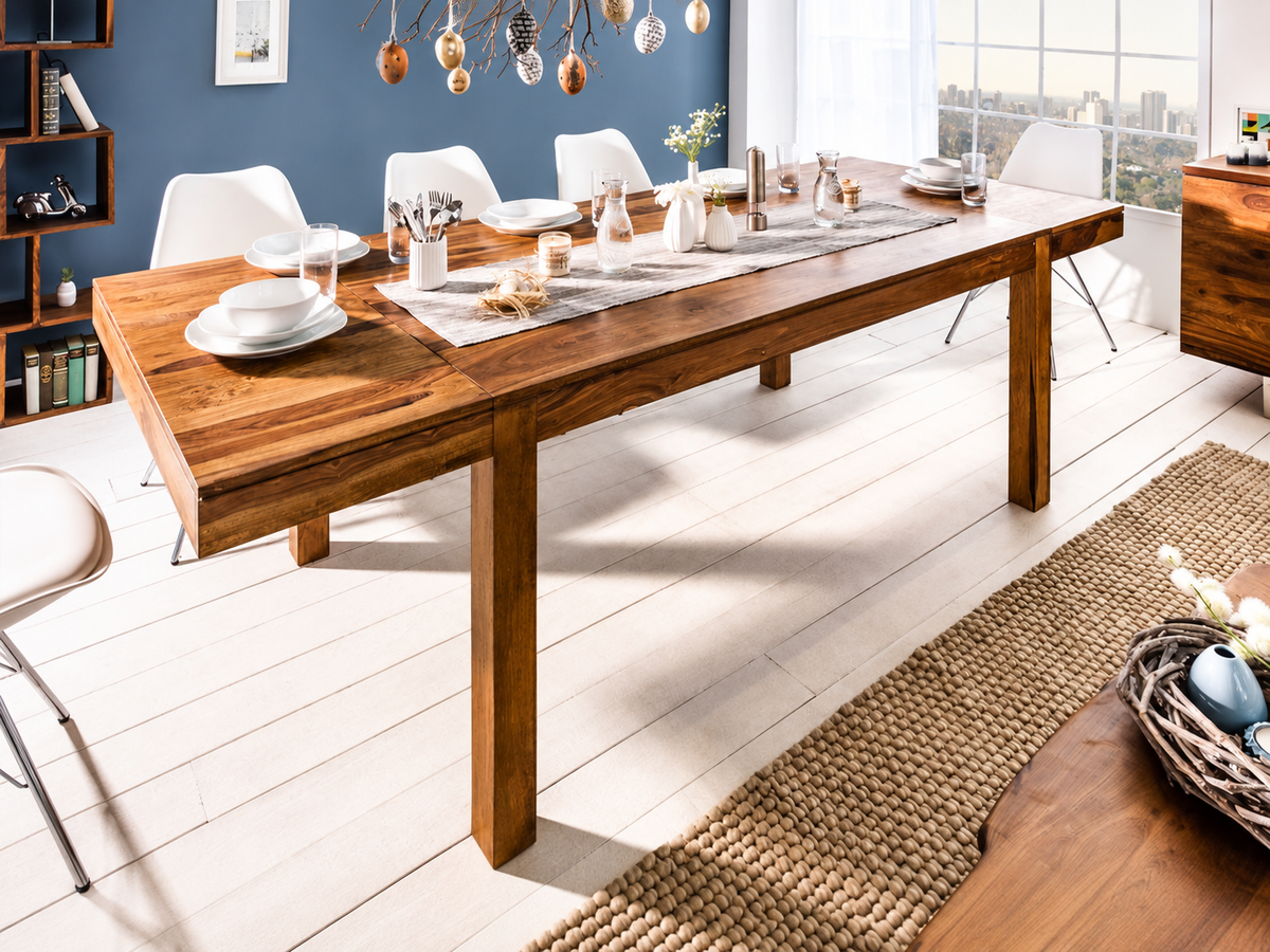 Dudi Furniture Rio Modern Sheesham Wood Extendable Dining Table