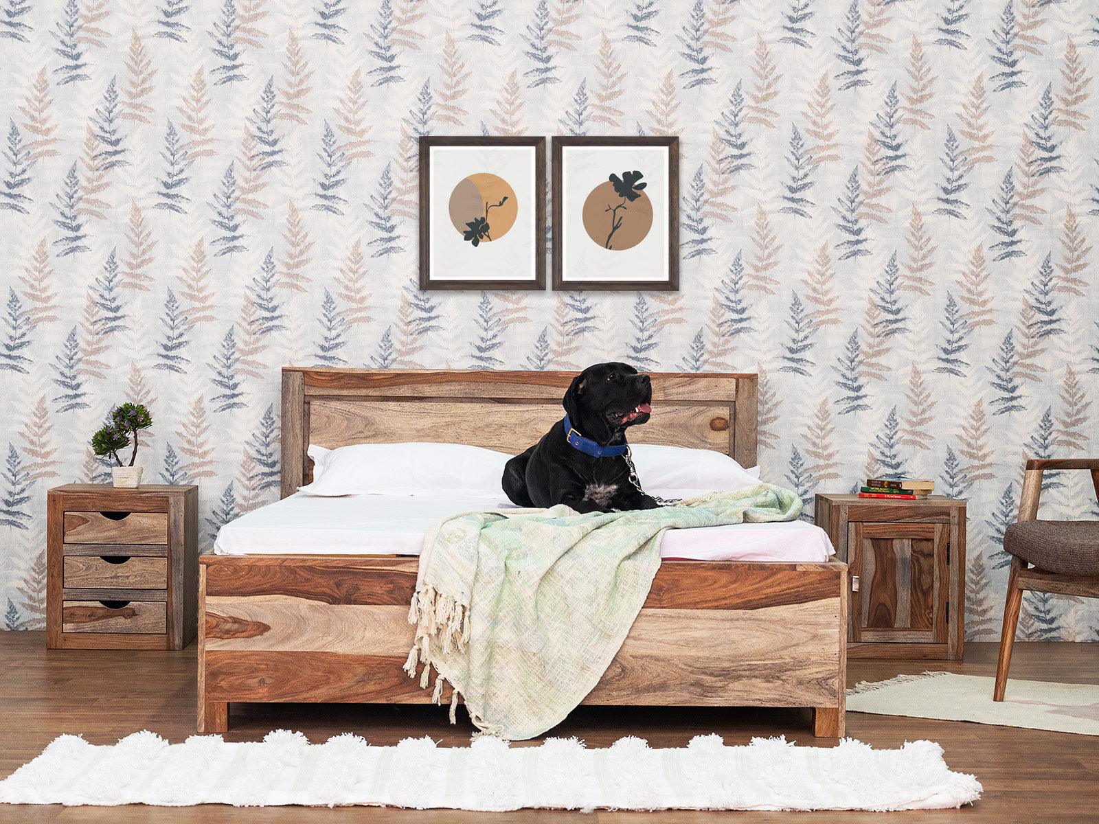 Dudi Furniture Alpaca Wooden Double Bed with Storage