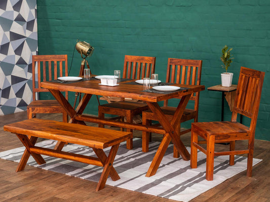 Dudi Furniture Aristocrat Solid Sheesham Wood 6 Seater Dining Set