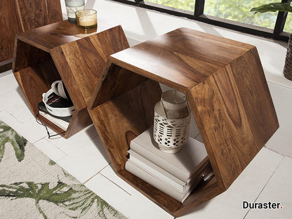 Dudi Furniture Buckingham Modern Sheesham Wood Nesting Side Tables