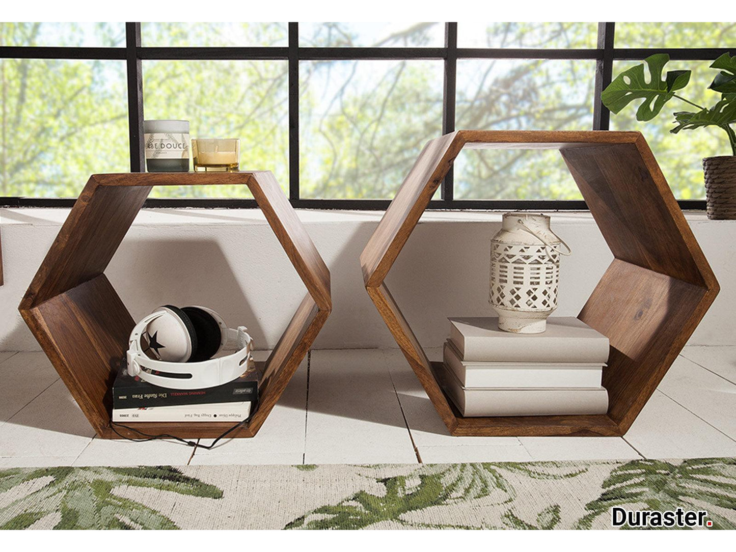 Dudi Furniture Buckingham Modern Sheesham Wood Nesting Side Tables