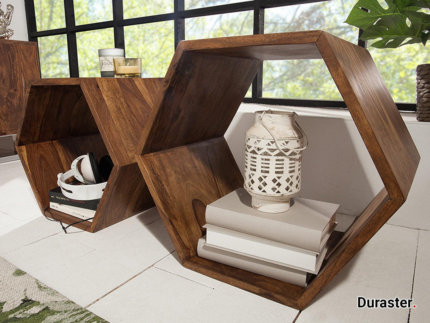 Dudi Furniture Buckingham Modern Sheesham Wood Nesting Side Tables
