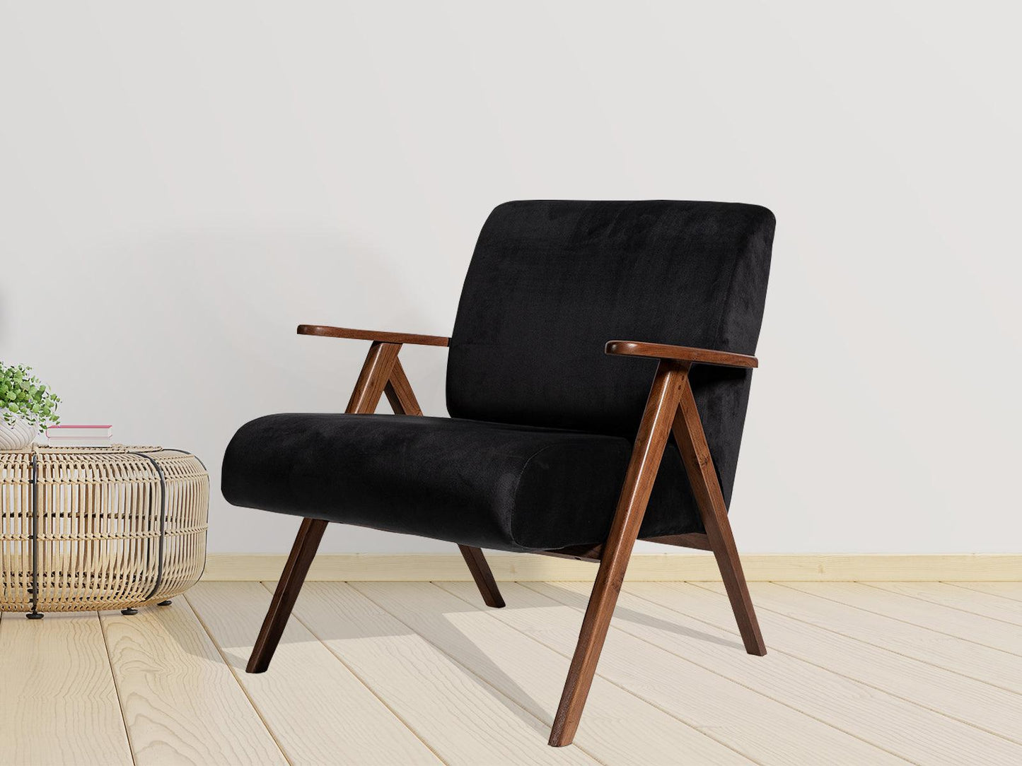 Dudi Furniture Elemantary Solid Wood Fabric Upholstered Chair