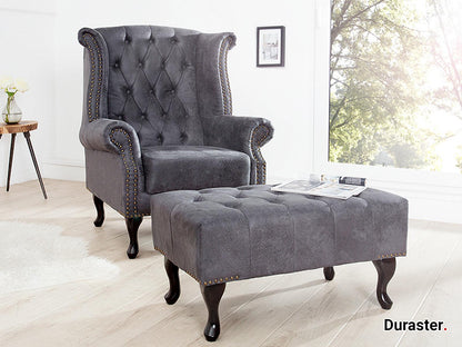 Dudi Furniture Chesterfield Antique Gray Ottoman