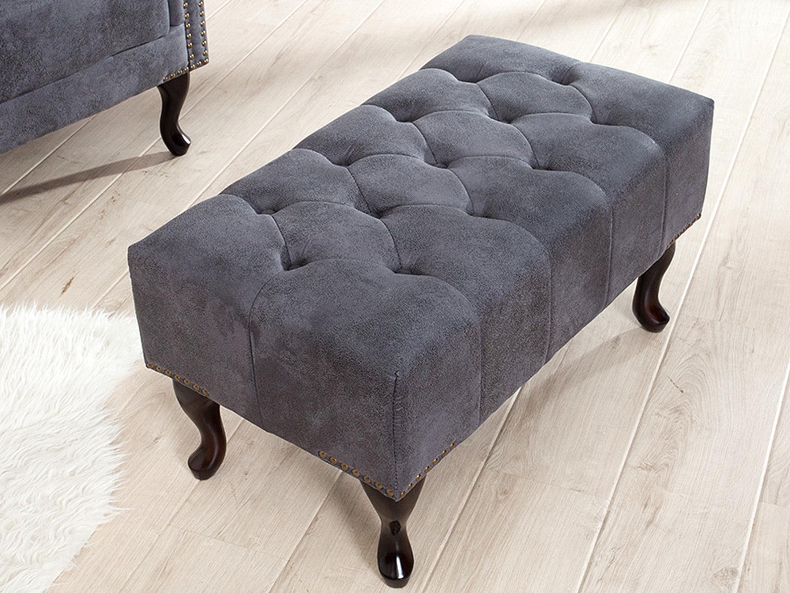 Dudi Furniture Chesterfield Antique Gray Ottoman