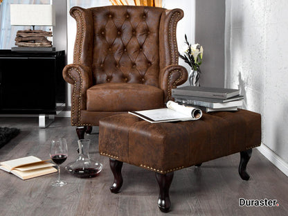 Dudi Furniture Chesterfield Buff Leather Ottoman