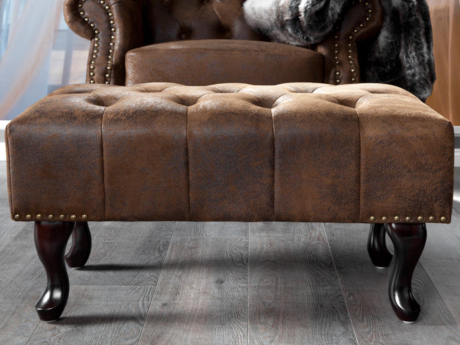 Dudi Furniture Chesterfield Buff Leather Ottoman